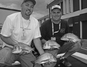 Aaron Sharp and Robert March got the biggest bag on Day 1, after fishing Green Island and St Helena jetty with a range of soft plastics and hard bodies.